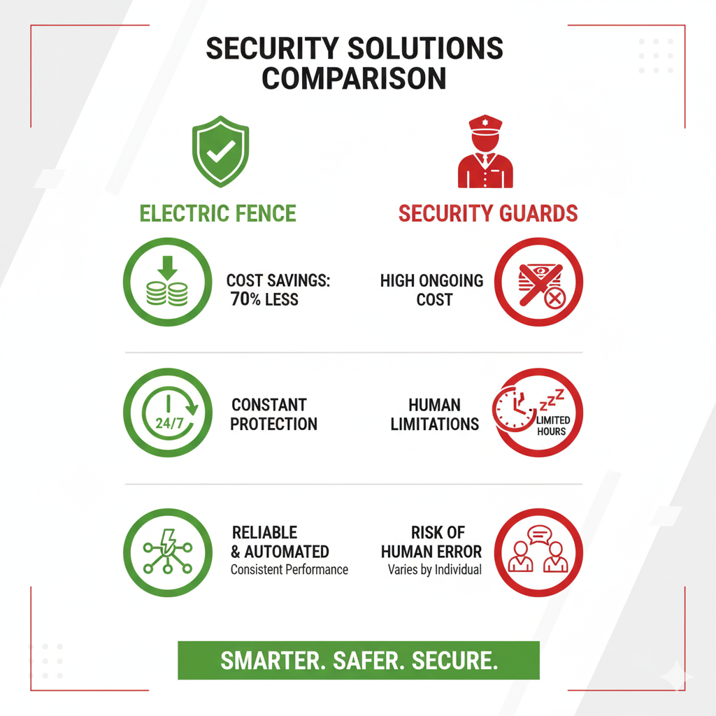 Electric fence cost comparison chart showing better value than security guards in Pakistan